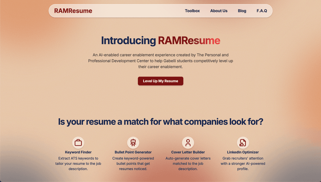 RAMResume Landing Page